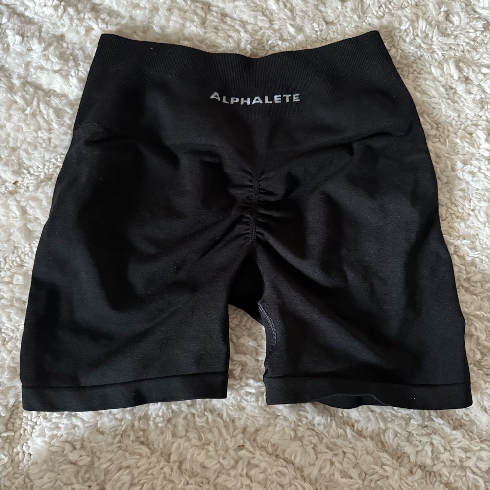 Alphalete Black High-Waist Bike Shorts with Scrunch
